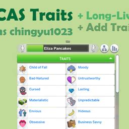 More CAS Traits Mod + Long-Lived Traits + Add Traits Menu | Chinese ...