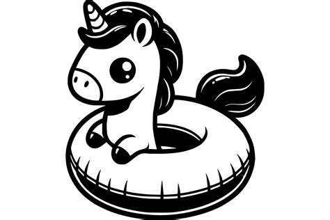 Small Unicorn Horse Child Learns to Swim Graphic by MartArt26 ...