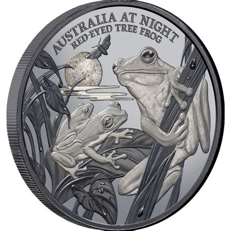 2024 Australia at Night $1 Red-eyed Tree Frog 1oz Silver Black Proof C