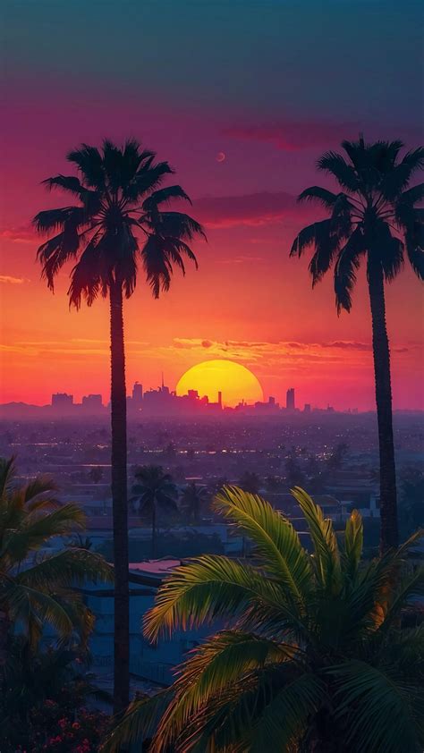 The Prettiest Most Vibrant Sunset Ever In Los Angeles California With ...