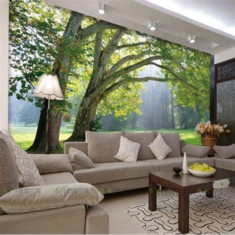 3D Natural Landscape Park and Trees Theme Wall Mural Wallpaper # ...