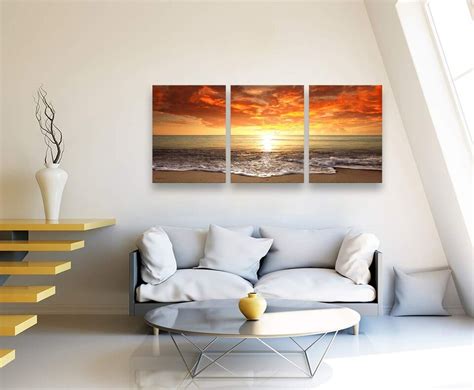 S0168 3 pieces Canvas Prints Wall Art Sunset Ocean Beach Pictures Photo ...