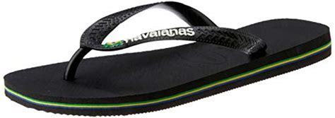 Havaianas Unisex's Brasil Logo Flip Flops Black, 10/11 UK 45