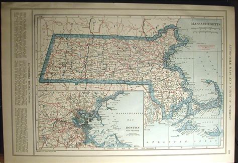 1921 MASSACHUSETTS STATE COUNTY AUTO ROAD HIGHWAY MAP | eBay