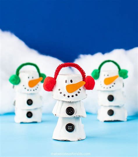 Egg Carton Snowman | Egg carton crafts, Winter crafts for kids, Snowman ...