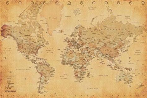 World Map - Vintage Style