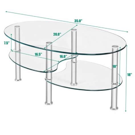 Hivvago Tempered Glass Oval Side Coffee Table, 1 - Smith’s Food and Drug