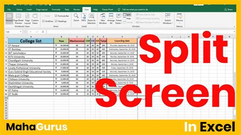 Excel Split Screen Two Worksheets