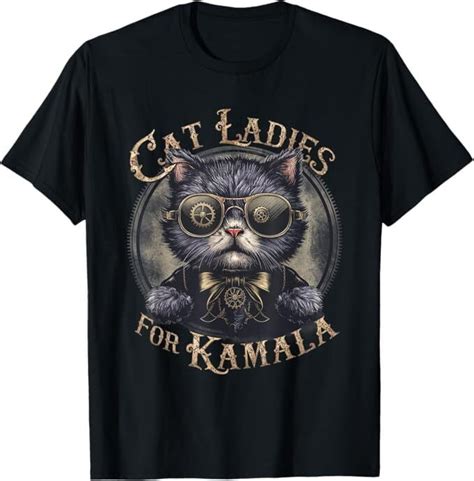 Cat Ladies for Kamala Funny Cat 2024 President Kamala-Harris T-Shirt ...