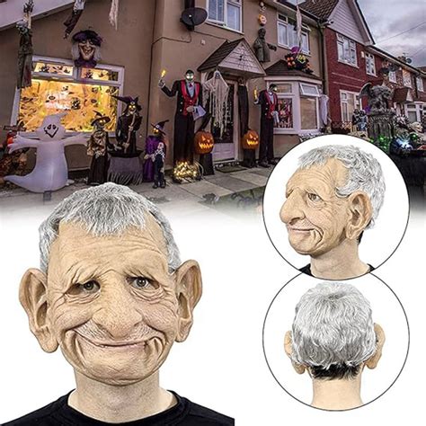 2024Face Old Grandpa Shaped With Wig Realistic Latex Old Man Latex ...