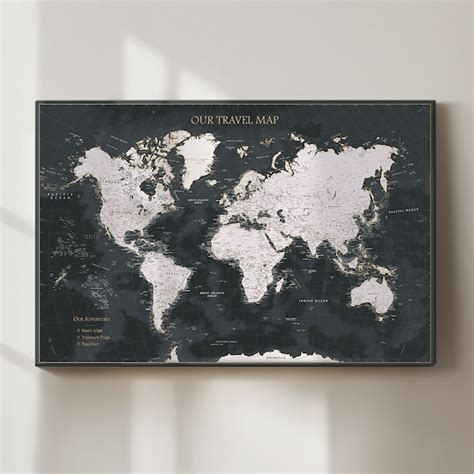 Personalised World Map Canvas Pins - Etsy