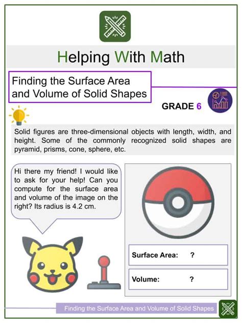 Surface Area And Volume Of Solids Worksheets