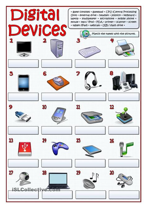 Input Output Devices Of Computer Worksheet