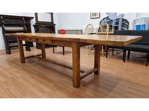 Large Rustic Oak Dining Table Extendable 2200x850mm Extending to ...