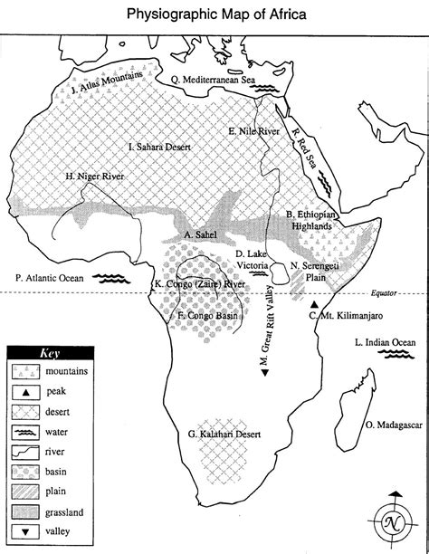 Physical Map Of Africa Worksheet