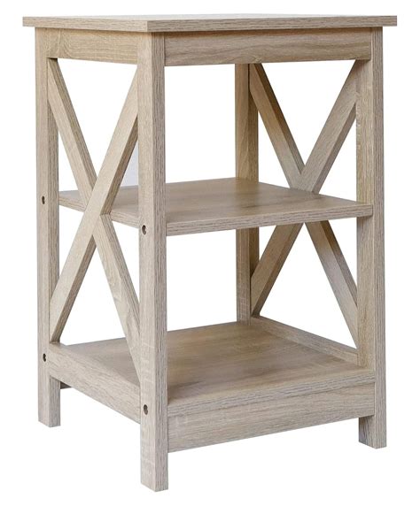 Ditangy Side Table, Modern Farmhouse Wood End Table with 3-Tier Storage ...
