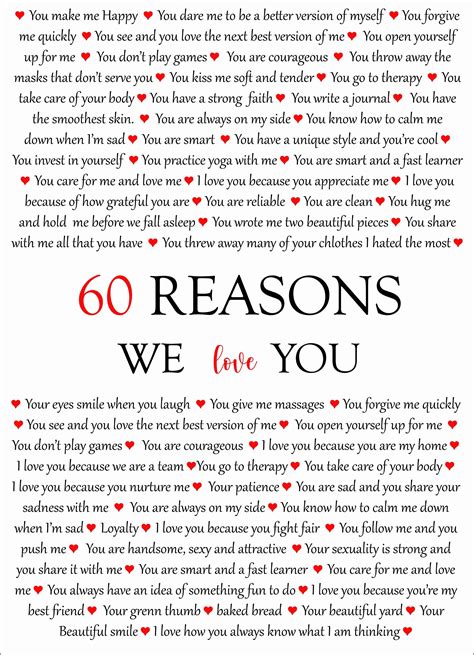 50th Birthday Gift, 60 Reasons Why We Love You, 25th , 30th, 40th, 50th ...