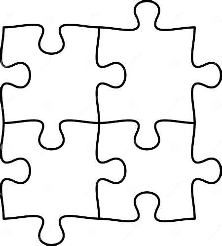 Puzzle Line Icon Outline Vector. Puzzles Grid Template. Jigsaw Puzzle Pieces, Thinking Game and ...