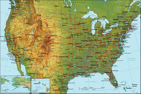 Labeled Geographical Map Of Usa