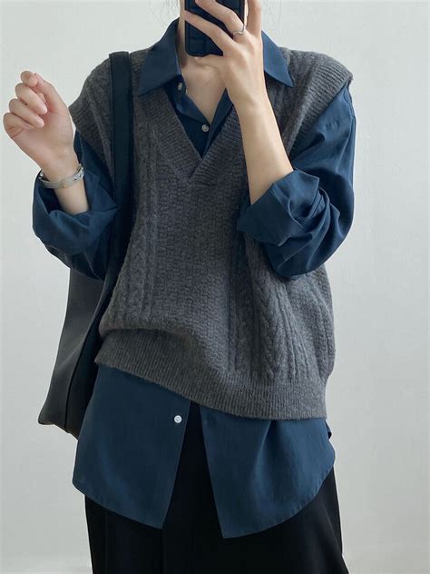 Retro Knitted Vest Women's Autumn New V-neck Waistcoat Shoulder Casual Sweaters | eBay