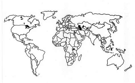 World Map With Countries Outline Printable