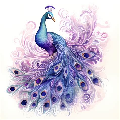Purple Peacock Clipart, Adorable Peacock Images, 10 Watercolor Clip Art, Printable JPGs, Instant ...