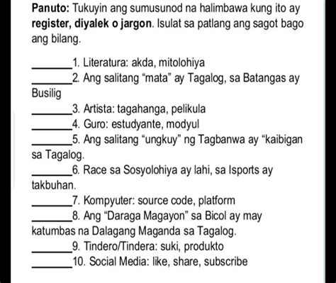 [Solved] . Panuto: Tukuyin ang sumusunod na halimbawa kung ito ay ...