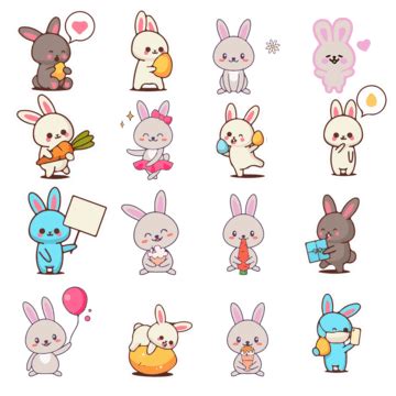 Cute Rabbit Sticker PNG Transparent Images Free Download | Vector Files ...