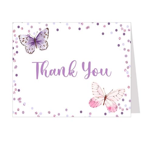 Butterfly Thank You Cards Birthday Party Watercolor - Etsy