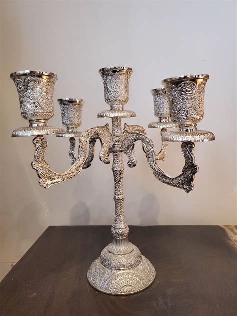 Silver Candelabra 5 Branch - Filigree Style - Chabad Jewish Center of Oakland