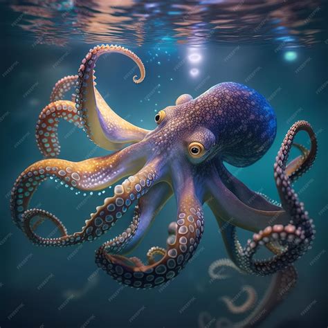 Premium Photo | An octopus is swimming in the water.