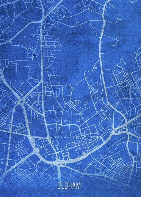 Oldham England City Street Map Blueprints Mixed Media by Design Turnpike