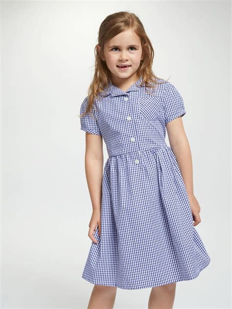 John Lewis & Partners School Belted Gingham Checked Summer Dress, Blue in 2021 | School girl ...