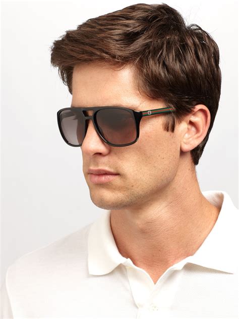 Gucci Acetate Aviator Sunglasses in Blue for Men - Lyst