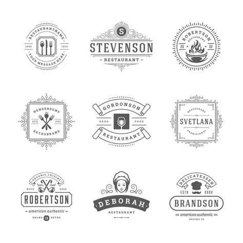 Restaurant logos and badges templates set illustration. 44580151 Vector Art at Vecteezy