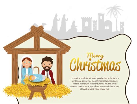 Premium Vector | Silhouette manger merry christmas design