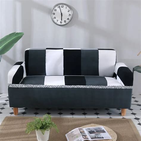 Solid Universal Anti dirty Black White Armless Couch Sofa Covers For ...