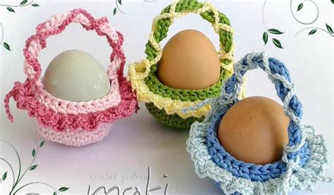 Tiny Easter Egg Baskets Free Crochet Pattern