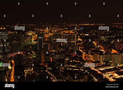 Singapore city aerial night view Stock Photo - Alamy