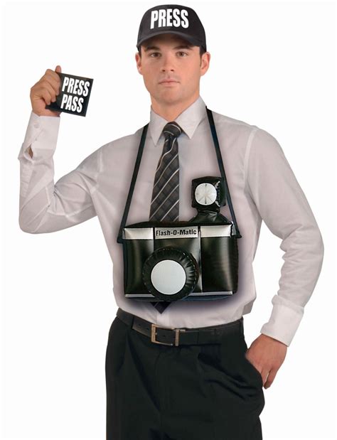 PAPARAZZI PRESS REPORTER INFLATABLE CAMERA CAP PRESS PASS COSTUME ...