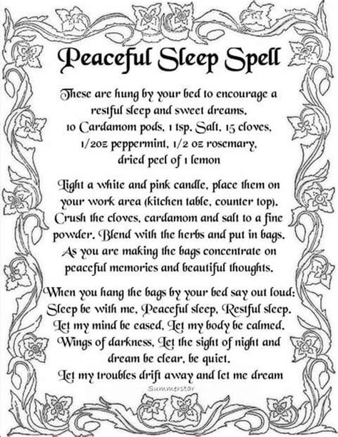 Peacful sleep spell | Sleep spell, Witchcraft spell books, Wiccan spell book