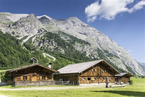 Typical Huts in Austrian Apls Stock Image - Image of austria, meadow: 32365639