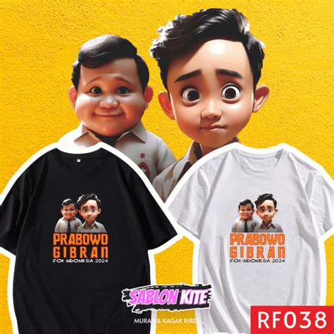 RF038 Kaos Tshirt Presiden 2024 Prabowo Gibran Gemoy Kartun 3D | Lazada Indonesia