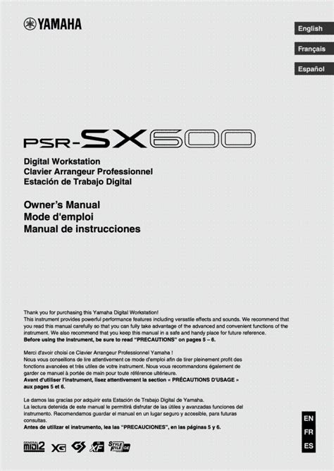 YAMAHA PSR-SX600 KEYBOARD USER MANUAL Service Manual download, schematics, eeprom, repair info ...