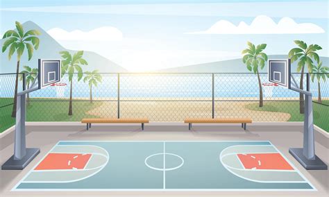 Cartoon Basketball Court Drawing