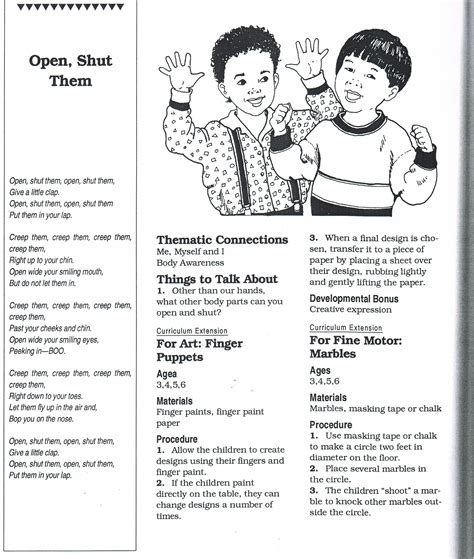 Open Them Shut Them | Kindergarten english, Thematic, Songs