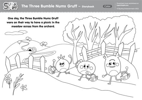 The Three Bumble Nums Gruff Coloring Pages - Super Simple