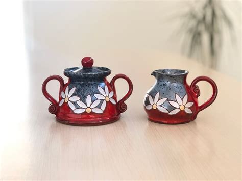 Sugar Bowl & Creamer Set Handmade Sugar Keeper and Milk - Etsy