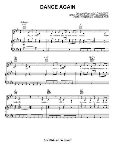 Dance Again Sheet Music Selena Gomez - ♪ SHEETMUSIC-FREE.COM