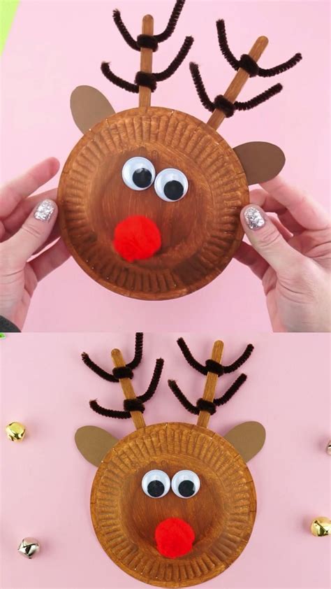 Here's a fun and simple way to turn a paper plate into a cute Christmas reindeer craft. All you ...